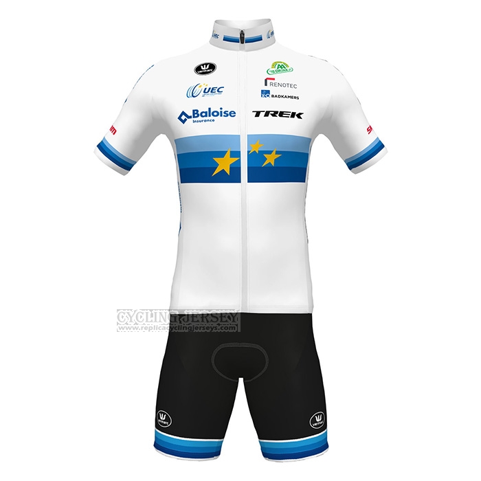 2022 Cycling Jersey European Champion Trek White Red Short Sleeve and Bib Short